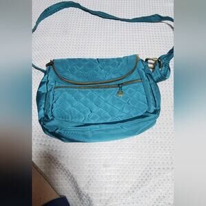 TRAVELON EUC ANTI THEFT TEAL CROSSBODY BAG